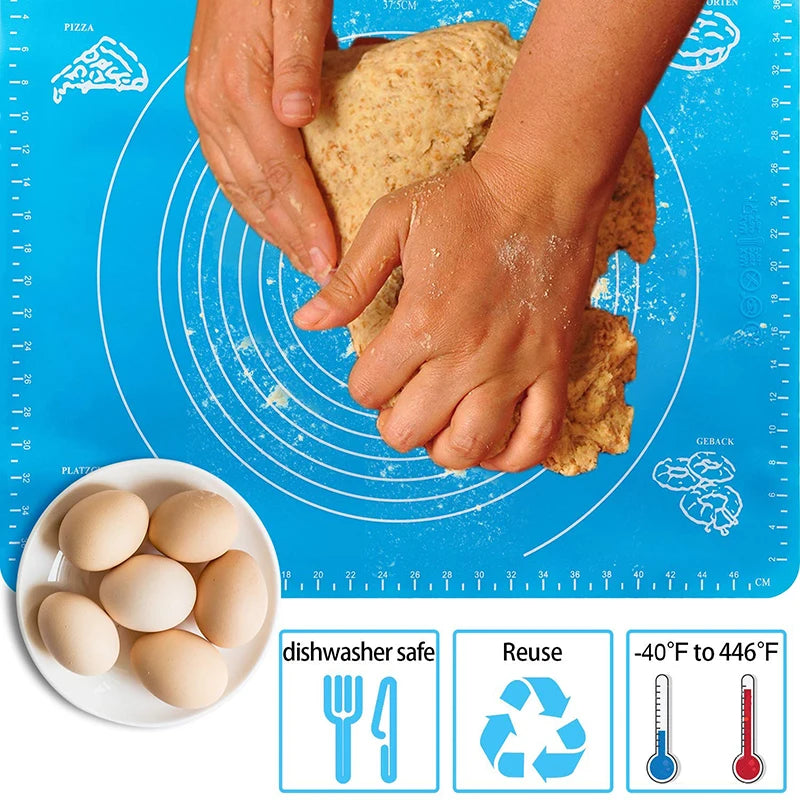 Tapete de silicona para repostería y amasado, ideal para pizzas y pasteles. Protector de mesa y accesorio de cocina