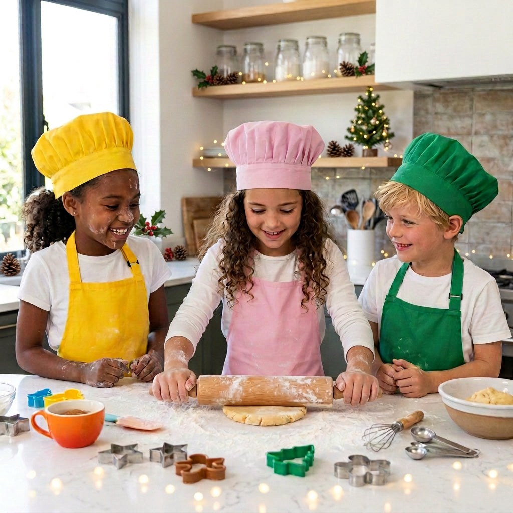 Children Chef Apron Front Kitchen Aprons for Kids, Baby Pinafore+Hat Sets, Ideal for Kitchen Craft Painting Cooking WQ004
