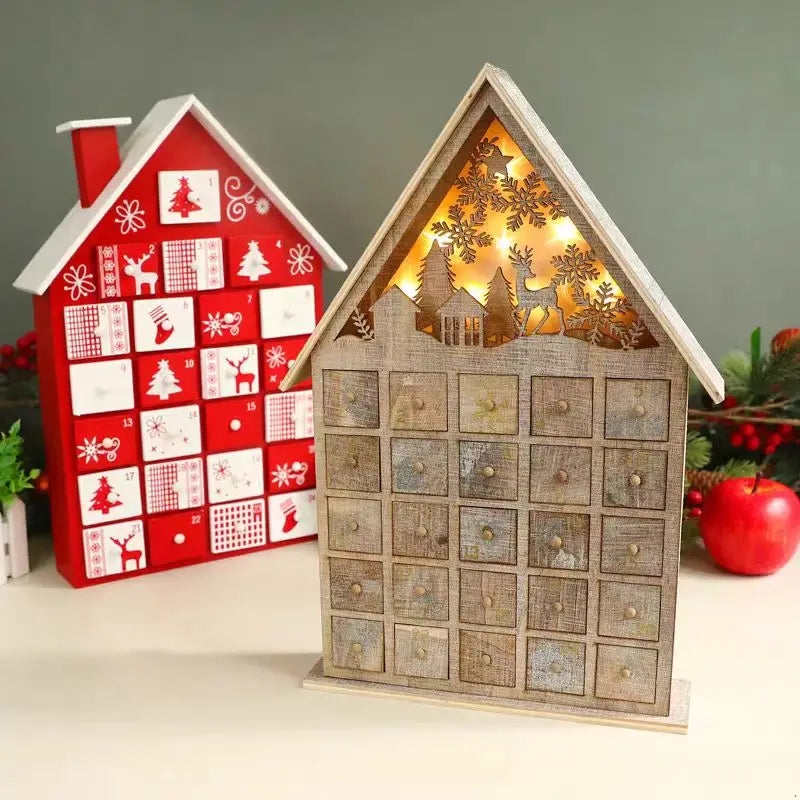 Calendario de Adviento Premium en Madera con Luces LED y Cuenta Atrás Mágica