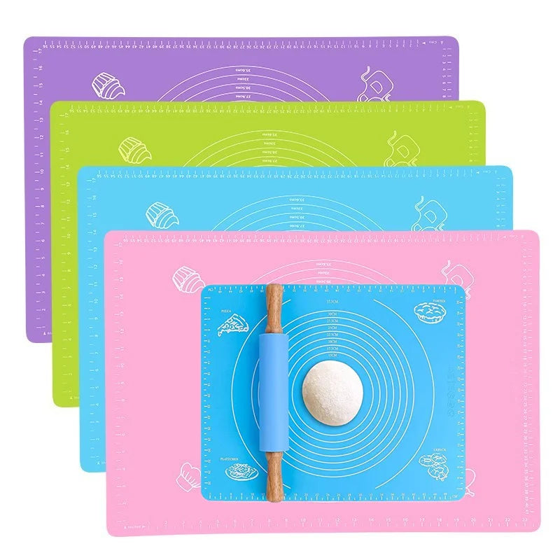 Tapete de silicona para repostería y amasado, ideal para pizzas y pasteles. Protector de mesa y accesorio de cocina