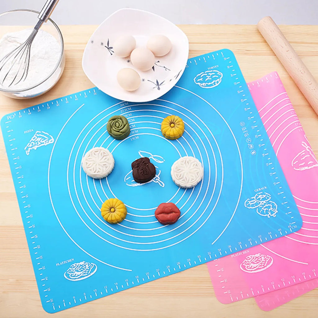 Tapete de silicona para repostería y amasado, ideal para pizzas y pasteles. Protector de mesa y accesorio de cocina
