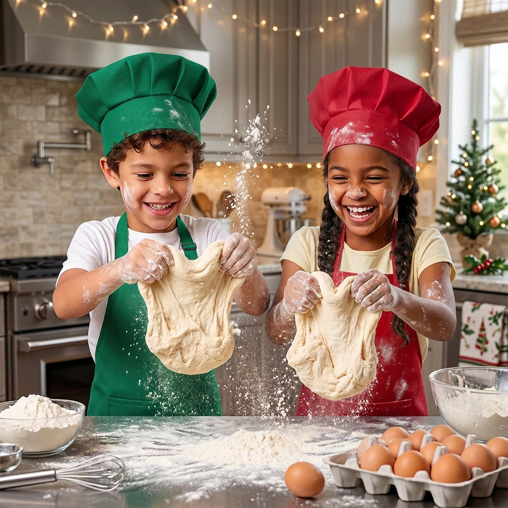 Children Chef Apron Front Kitchen Aprons for Kids, Baby Pinafore+Hat Sets, Ideal for Kitchen Craft Painting Cooking WQ004