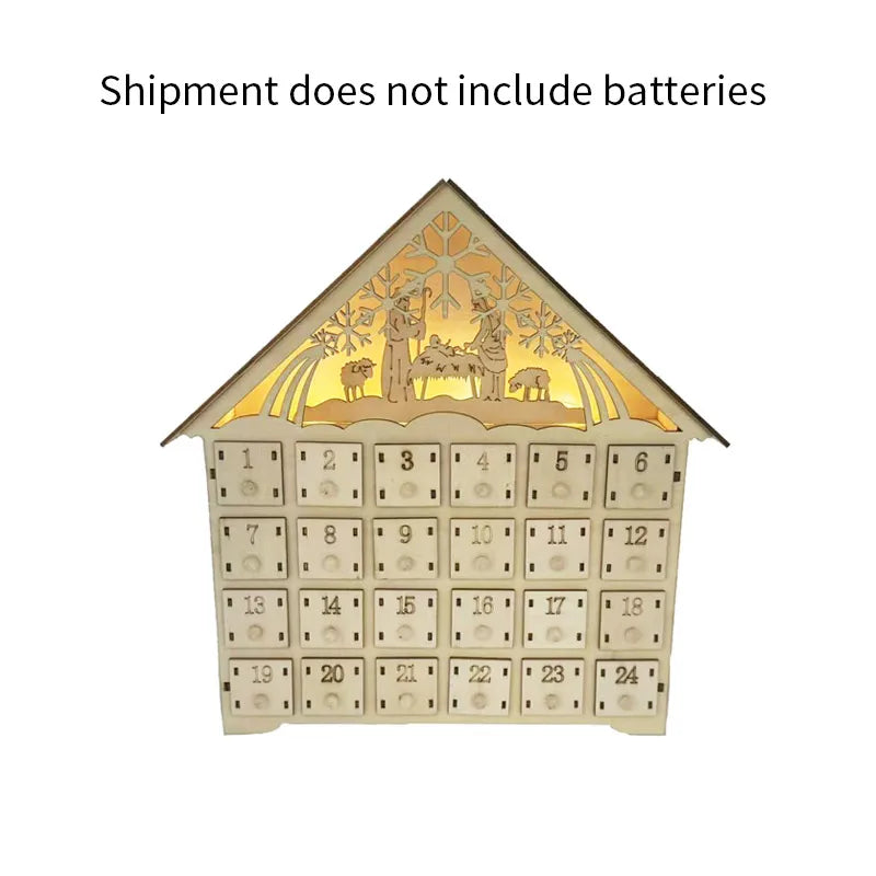 Calendario de Adviento Premium en Madera con Luces LED y Cuenta Atrás Mágica